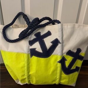 Sea Bags of Maine Navy and Yellow Anchor Tote Bag